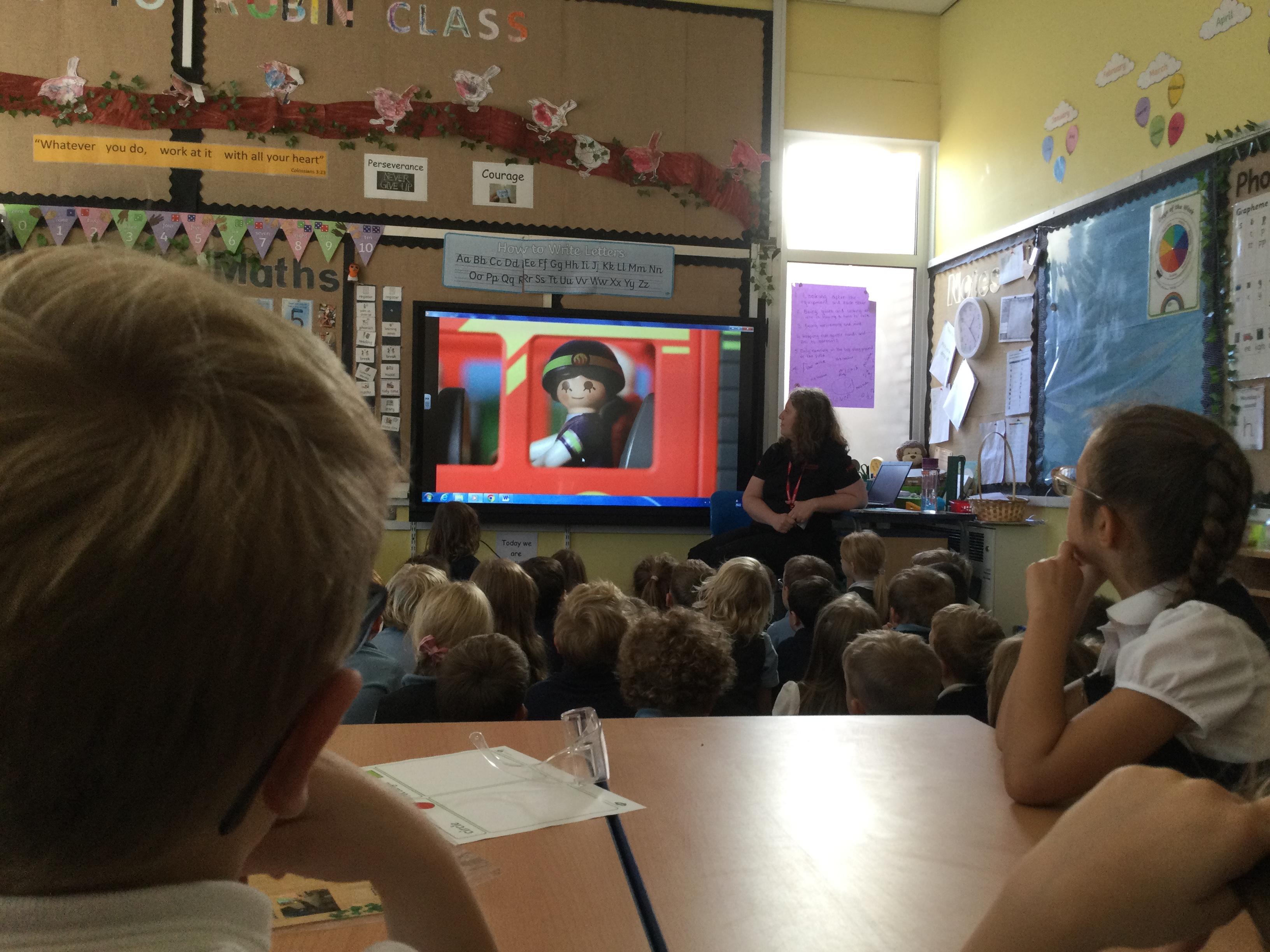 North Yorkshire fire brigade came in to talk to the children about fire safety.